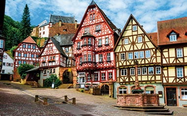 Colourful half-timbered houses in Miltenberg Colourful half-timbered houses in Miltenberg